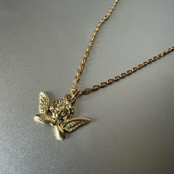 Angel Charm Pendant Necklace Handmade Gold Tone Fashion Accessories For Women - Picture 1 of 8